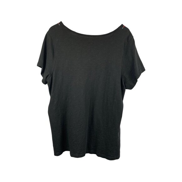 Belle By Kim Gravel Floral Embroidered V-Neck Black Top 1X - Picture 2 of 5